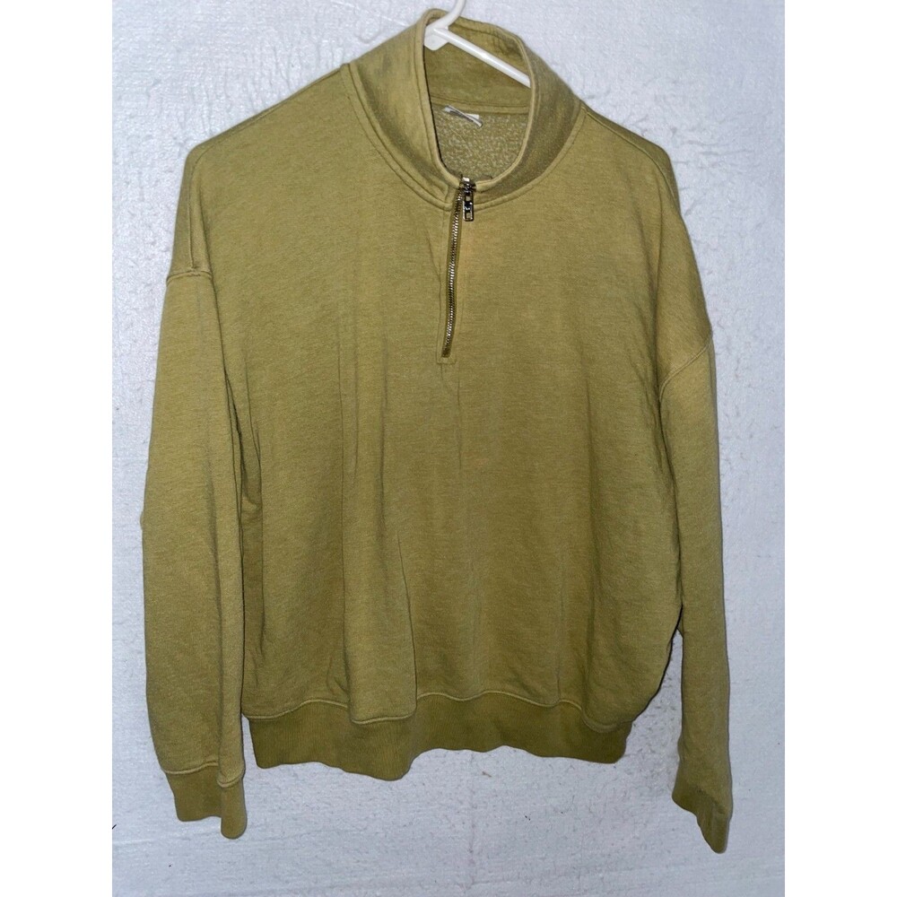 Victoria Secret PINK 1/4 zip Pullover Sweatshirt Womens M Beige Oversized washed
